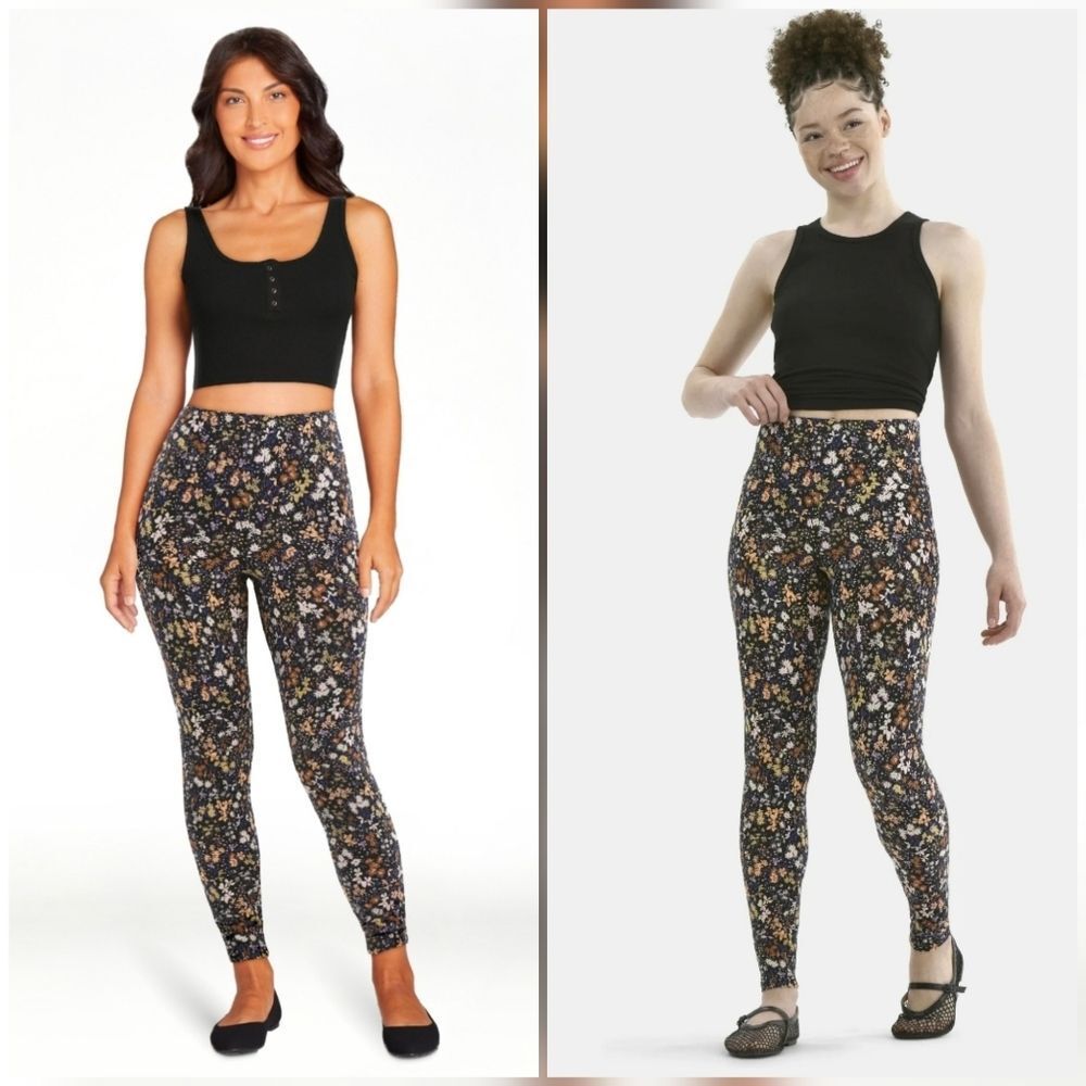 🔺️NWT Black Multicolored Floral High Rise Ankle Leggings Small